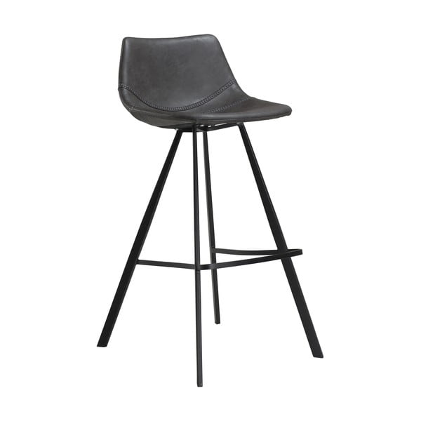 Sivá barová stolička z imitácie kože s čiernou kovovou podnožou DAN–FORM Denmark Pitch, výška 98 cm