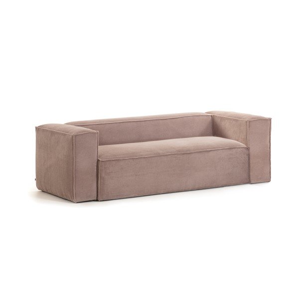 Ružová menčestrová pohovka Kave Home Blok, 240 cm-image-2