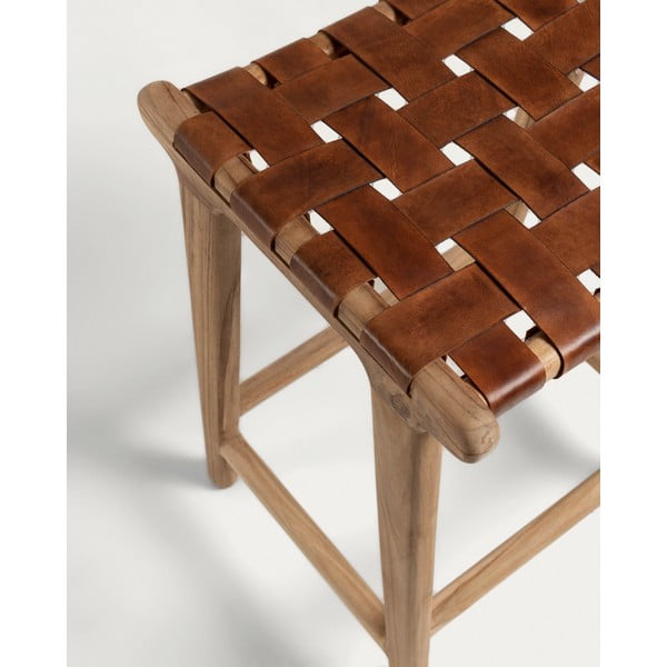 Barová stolička z imitácie kože v prírodnej farbe (výška sedadla 67 cm) Calixta – Kave Home-image-2