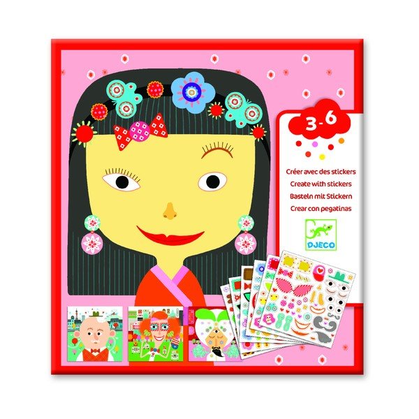 Set obrázkov so samolepkami Djeco Faces-image-2