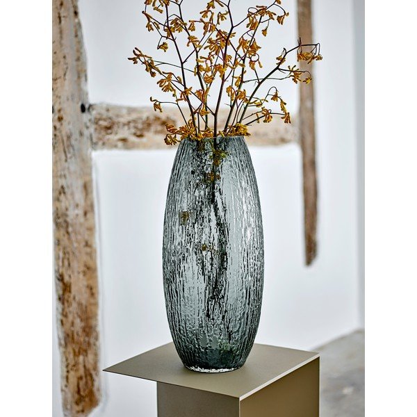 Sivá sklenená ručne vyrobená váza (výška  50 cm) Brock – Bloomingville-image-1
