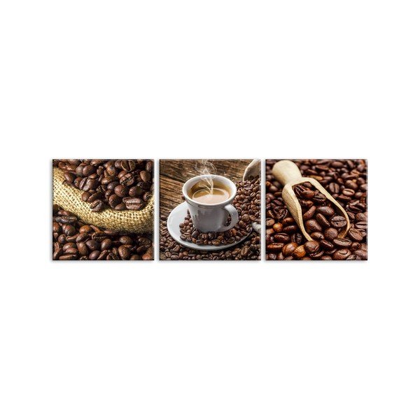 Sada 3 obrazov Styler Glasspik Set Coffee Uno