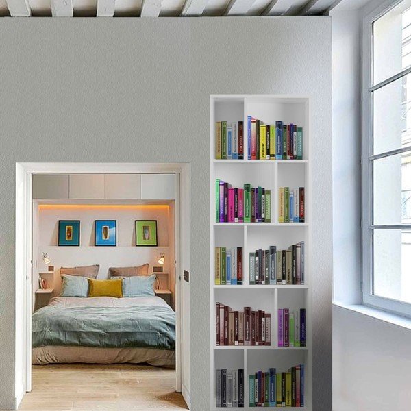 Biela drevená knižnica Esidra Efran-image-1