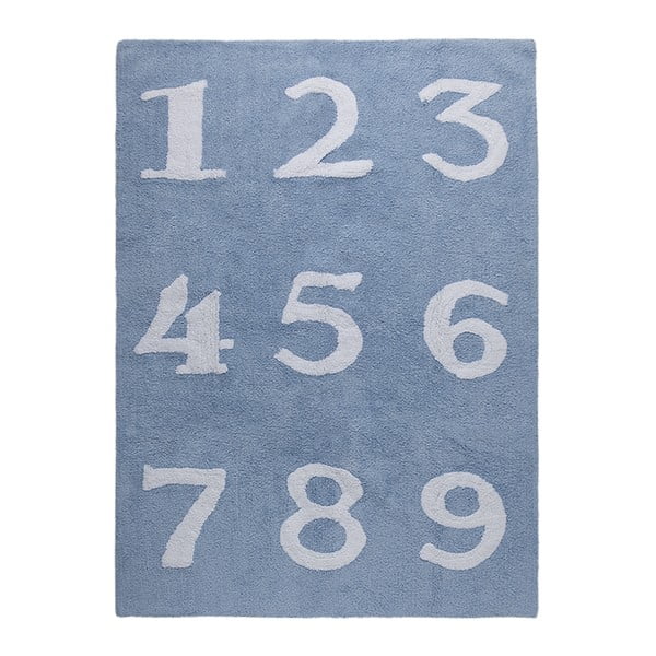 Modrý bavlnený koberec Happy Decor Kids Numbers, 160 x 120 cm