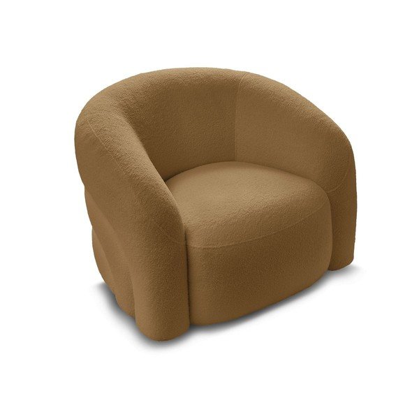 Otočné kreslo z textílie buklé v horčicovej farbe Elina – Bobochic Paris-image-3