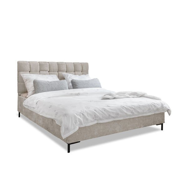 Béžová čalúnená dvojlôžková posteľ s roštom 140x200 cm Eve – Miuform