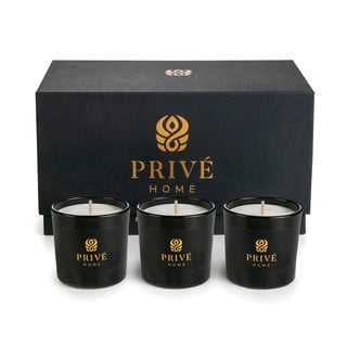 Súprava 3 vonných sviečok Privé Home Delice d'Orient/Safran-Ambre Noir/Black Wood