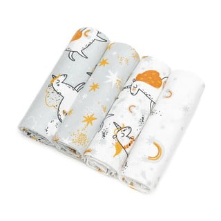 Súprava 4 bavlnených plienok T-TOMI Unicorns, 76 x 76 cm