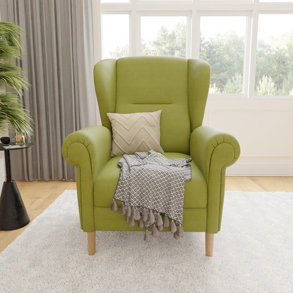 Zelené kreslo ušiak Swan – Ropez-image-1