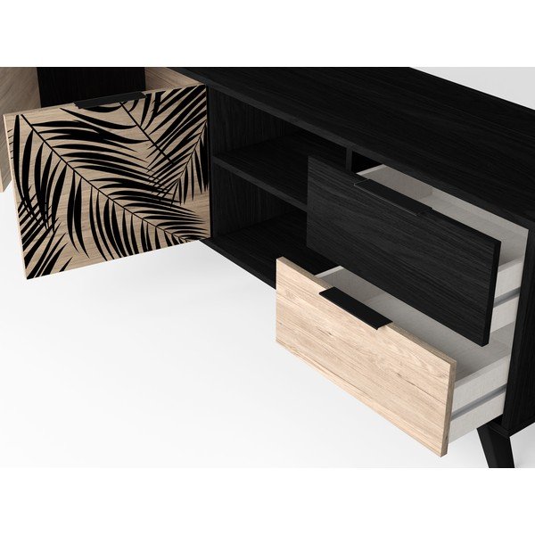 Čierny TV stolík v dekore duba 181x53 cm Palmera - Marckeric-image-1