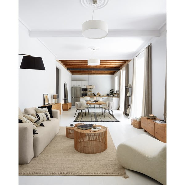 Čierna stojacia lampa s textilným tienidlom (výška  210 cm) Juhe – Kave Home-image-3