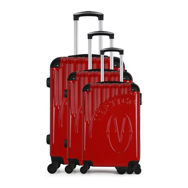 Sada 3 červených cestovných kufrov na kolieskach VERTIGO Cadenas Integre