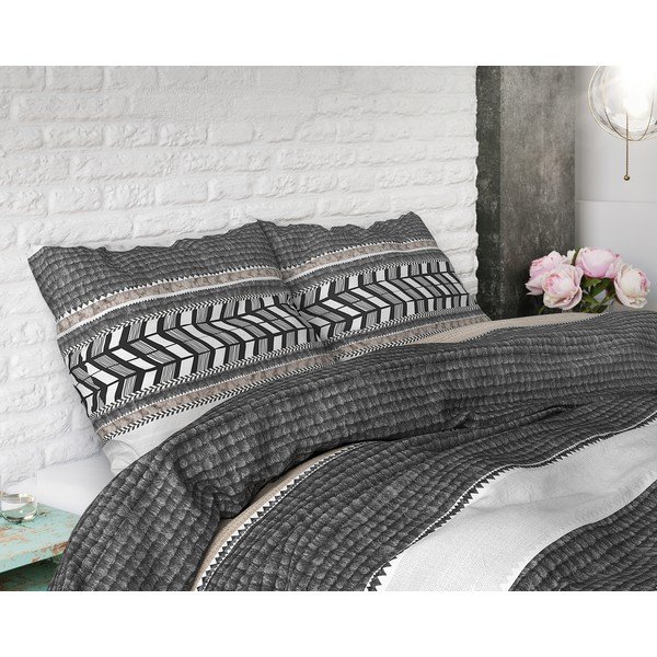 Sivé bavlnené obliečky na jednolôžko Pure Cotton Northern Stripe, 140 x 200/220 cm-image-2