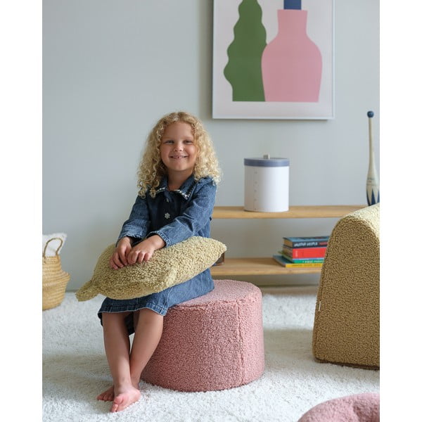 Ružový detský puf z textílie buklé – Wigiwama-image-1