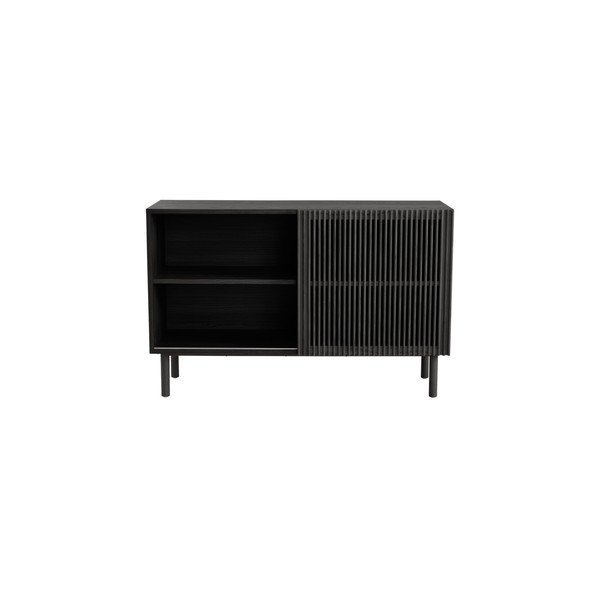 Čierna skrinka v dekore jaseňa s posuvnými dverami 124x80x45 cm Sion – Jotex