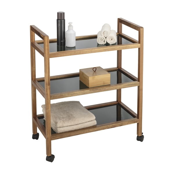 Čierny/v prírodnej farbe kúpeľňový regál z masívu akácie 65x76,5 cm Fondi – Wenko-image-2