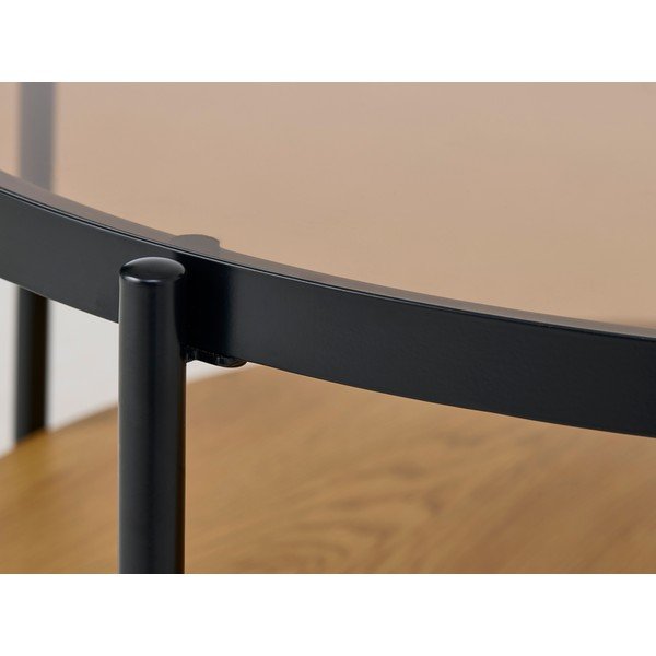 Okrúhly konferenčný stolík so sklenenou doskou v prírodnej farbe ø 84 cm Hassel – Unique Furniture-image-3