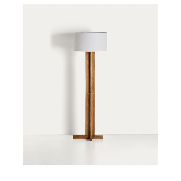 Biela/hnedá stojacia lampa s textilným tienidlom (výška  150,5 cm) Niani – Kave Home-image-4