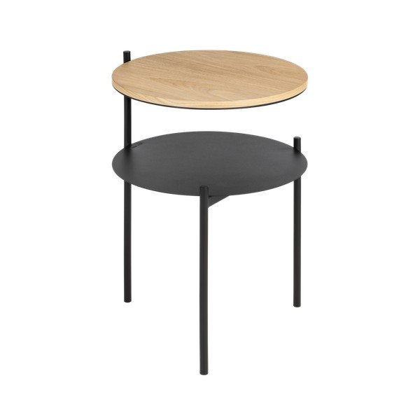 Čierny/v prírodnej farbe nočný stolík s doskou v dubovom dekore Tu – noo.ma