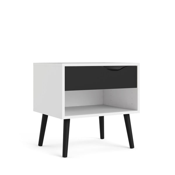 Čierno-biely nočný stolík Tvilum Oslo-image-2