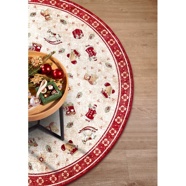Červený okrúhly koberec s vianočným motívom s prímesou bavlny ø 160 cm Toy's Delight Red Christmas – Villeroy&Boch-image-3