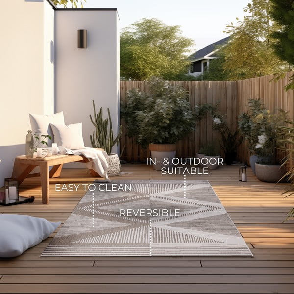 Krémovo-hnedý vonkajší koberec 80x150 cm Gemini – Elle Decoration-image-4