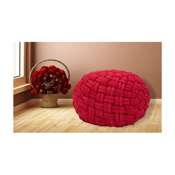 Vínovočervený puf Mauro Ferretti Rope, ø 50 cm-image-1
