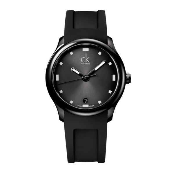 Pánske čierne hodinky s gumovým remienkom Calvin Klein