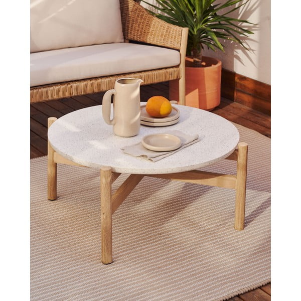 Okrúhly záhradný odkladací stolík s terrazzo doskou ø 88,5 cm Pola – Kave Home-image-1