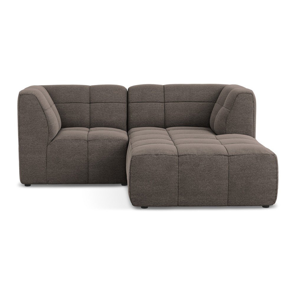 Hnedá rohová pohovka z textílie buklé (pravý roh/s leňoškou) Aloha – Makamii