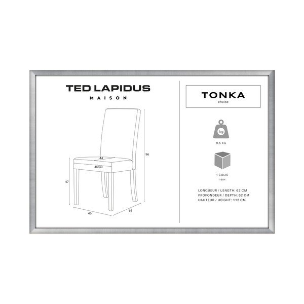 Sivá stolička s tmavohnedými nohami Ted Lapidus Maison Tonka-image-1