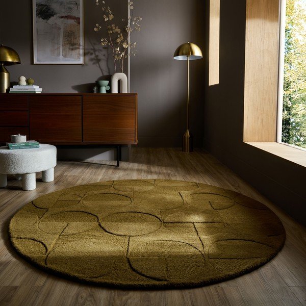 Tmavozelený ručne tkaný vlnený okrúhly koberec ø 160 cm Gigi – Flair Rugs-image-1