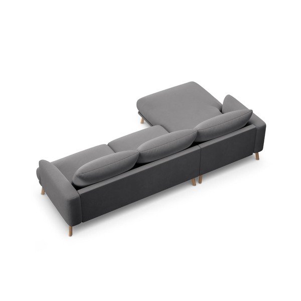 Sivá zamatová rohová pohovka (ľavý roh/s leňoškou) Naomi – Micadoni -image-3