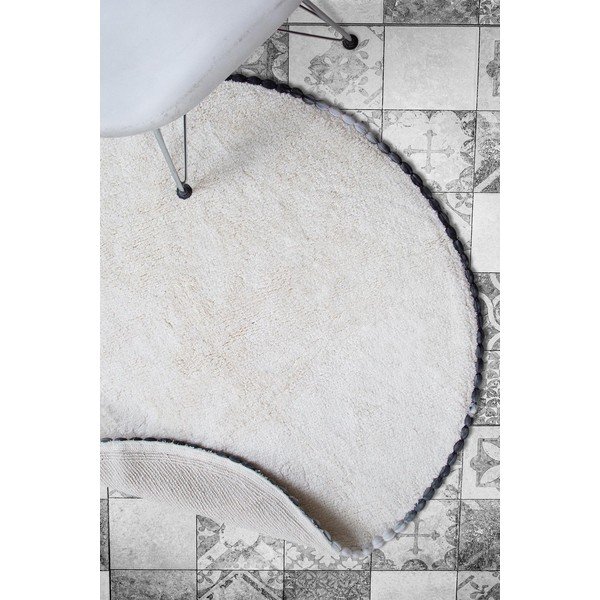 Krémovobiela bavlnená kúpeľňová predložka Irya Home Collection Ronan, ø 90 cm-image-1