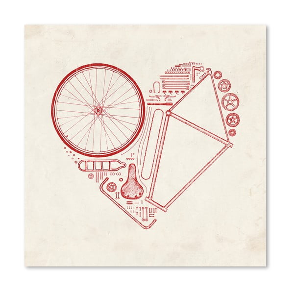 Plagát Love Bike Red od Florenta Bodart, 30x30 cm