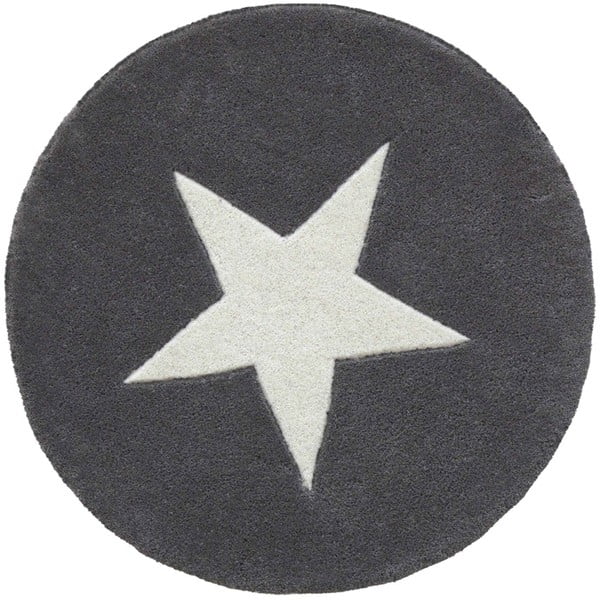 Sivý ručne tuftovaný vlnený koberec Linie Design Star, ⌀ 130 cm