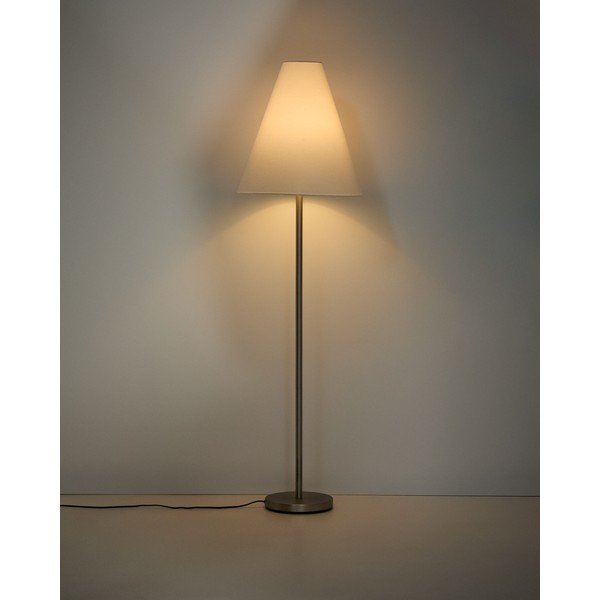 Stojacia lampa v striebornej farbe s textilným tienidlom (výška  153 cm) Navat – Kave Home-image-1