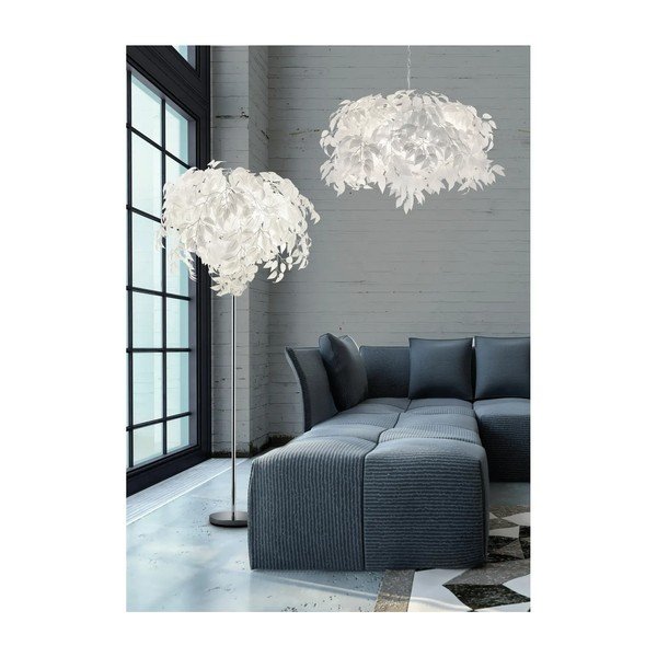 Biela stojacia lampa Reality Leavy, výška 180 cm-image-2