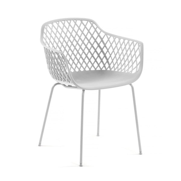 Biela kovová záhradná stolička Quinn – Kave Home