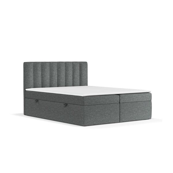Tmavosivá boxspring posteľ s úložným priestorom 160x200 cm Novento – Maison de Rêve