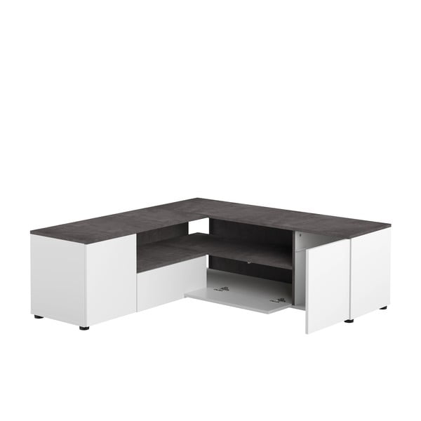 Sivo-biely TV stolík v dekore betónu 130x46 cm Angle – TemaHome-image-3