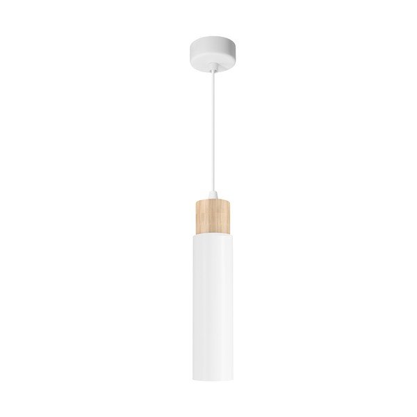 Závesné svietidlo s kovovým tienidlom v bielo-prírodnej farbe Claro – Candellux Lighting