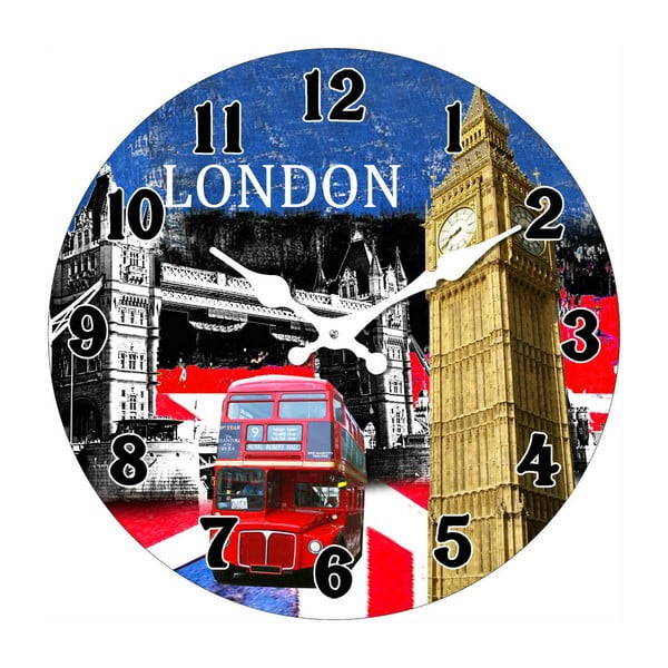Sklenené hodiny V Londýne, 34 cm