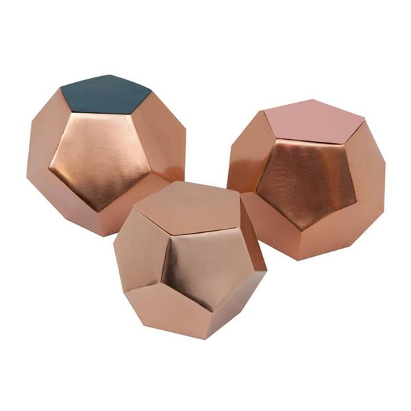 Sada 3 krabičiek Diamond Petrol/Rose/Copper
