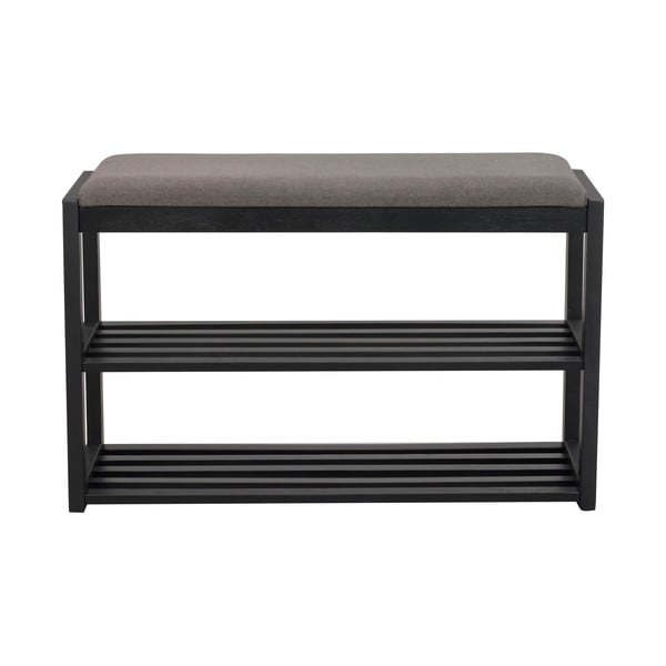 Čierna skrinka na topánky z dubového dreva s lavicou Confetti – Rowico-image-2