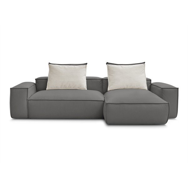 Sivá rohová pohovka z imitácie kože Boheme – Bobochic Paris