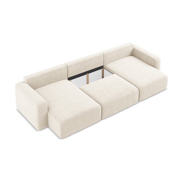 Krémová ženilková rozkladacia/s úložným priestorom rohová pohovka (do tvaru "U") Kona – Makamii-image-4