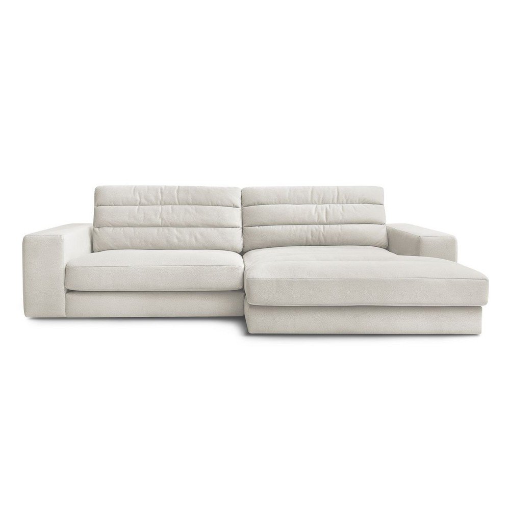 Béžová zamatová rohová pohovka (pravý roh/s leňoškou) Sierra – Bobochic Paris