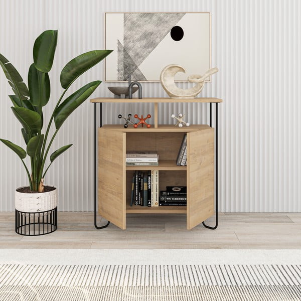 Skrinka v dekore duba v prírodnej farbe 80x80 cm Dilly – Marckeric-image-4