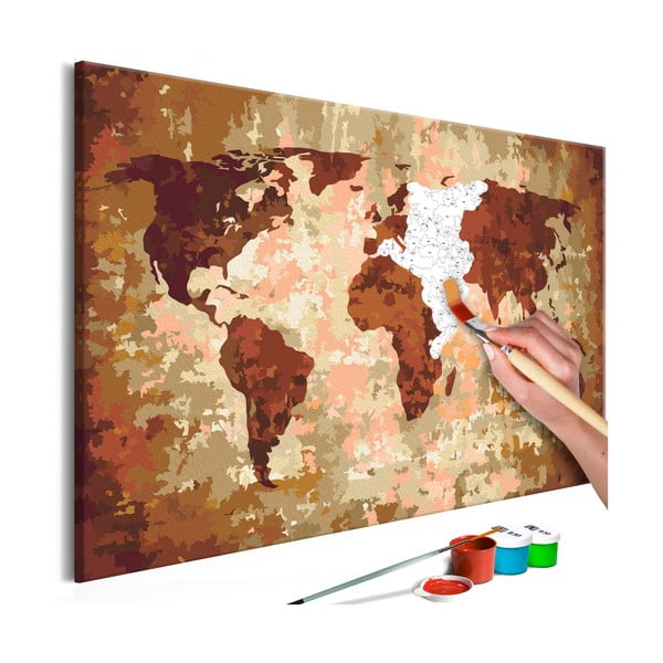DIY set na tvorbu vlastného obrazu na plátne Artgeist Earth Map, 60 × 40 cm